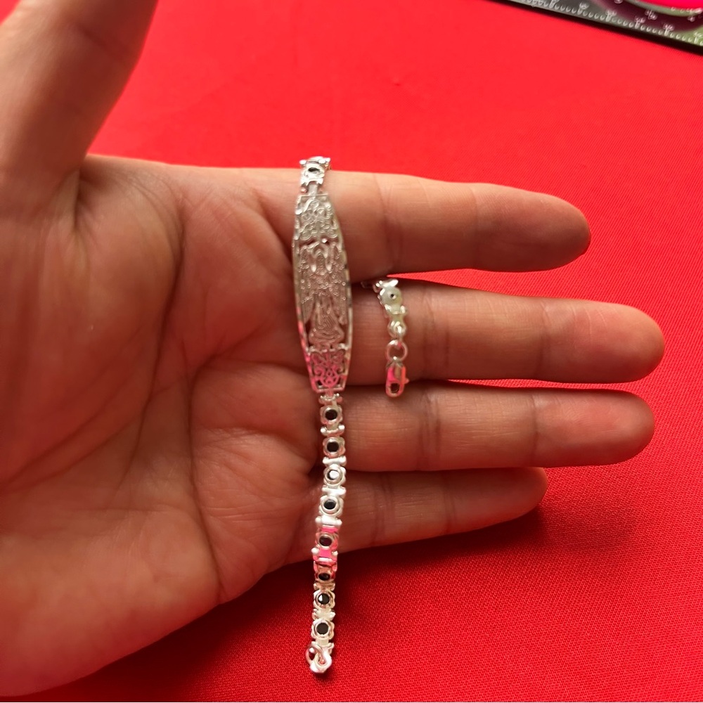 925 strling Silver Sparkling Rhinestone Catholic religions Bracelet‎ - Picture 8 of 15